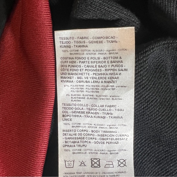 Armani Exchange Pullover Half Zip Sweatshirt in Black + Red, Men’s Medium - Picture 9 of 11